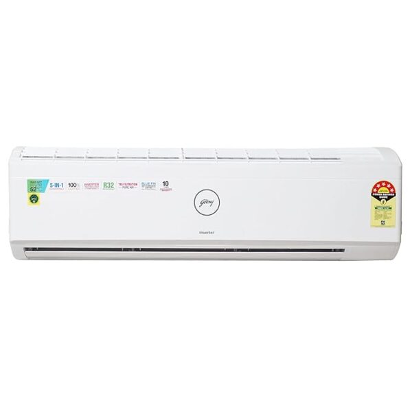 Godrej 1.5 Ton 5 Star, 5-In-1 Convertible Cooling, Inverter Split AC,Anti-Dust Filter (SIC 18ITC5 WZS Copper, 2024 Model, , White)